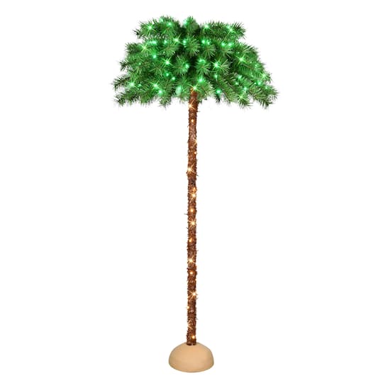 6ft. Pre-Lit Green Artificial Palm Tree with Clear Lights